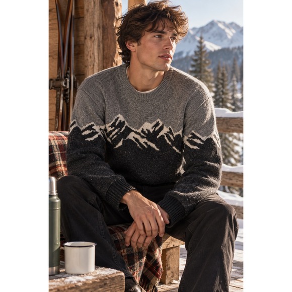 Banana Republic Other - Banana Republic Mens XL Mountain Intarsia Italian Wool Blend Crewneck Sweater